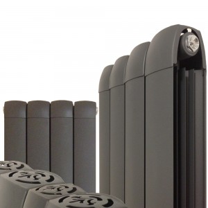 335mm (w) x 1800mm (h) Vesuvius Anthracite Vertical Aluminium Radiator (4 Extrusions)