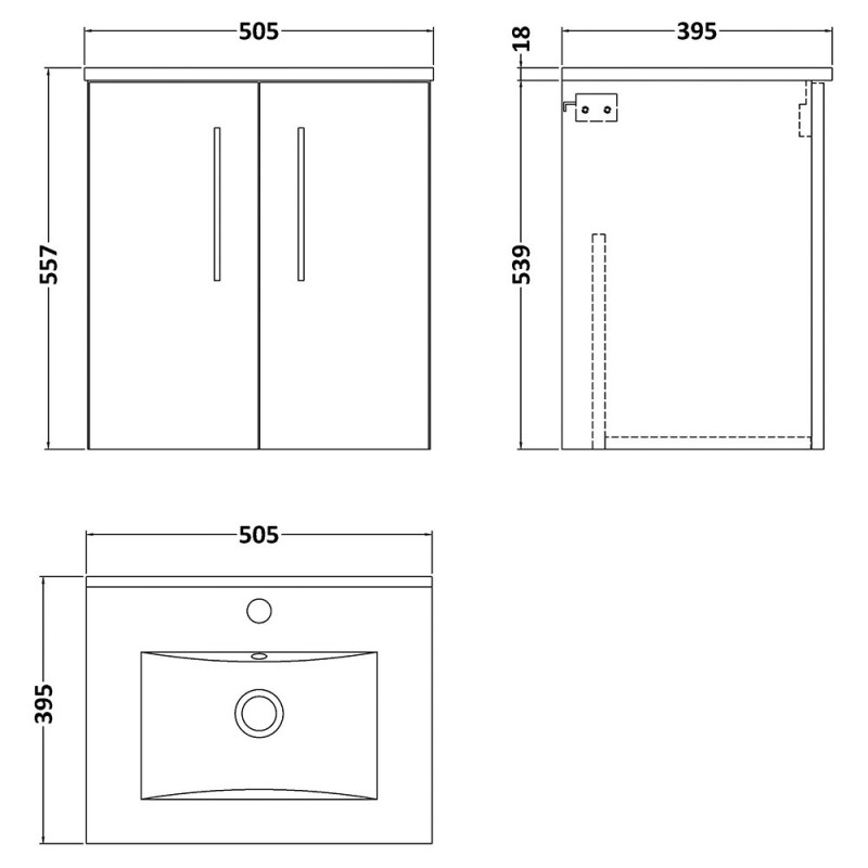 Arno 500mm Wall Hung Cupboard Vanity Units