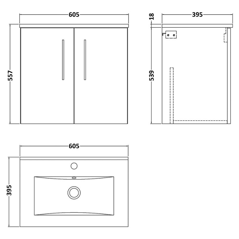 Arno 600mm Wall Hung Cupboard Vanity Units