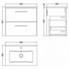 Arno 600mm Wall Hung Double Drawer Vanity Units