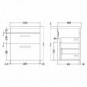 Athena 500mm Wall Hung Double Drawer Vanity Units