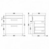 Athena 500mm Wall Hung Double Drawer Vanity Units