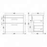 Athena 600mm Wall Hung Double Drawer Vanity Units