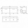 Athena 1200mm Wall Hung Double Drawer Double Basin Vanity Units