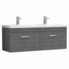 Athena 1200mm Wall Hung 2-Drawer Double Basin Vanity Units