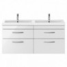 Athena 1200mm Wall Hung 4-Drawer Double Basin Vanity Units