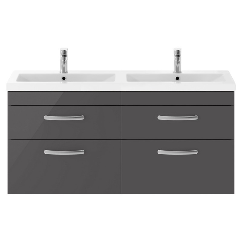 Athena 1200mm Wall Hung 4-Drawer Double Basin Vanity Units