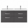 Athena 1200mm Wall Hung 4-Drawer Double Basin Vanity Units