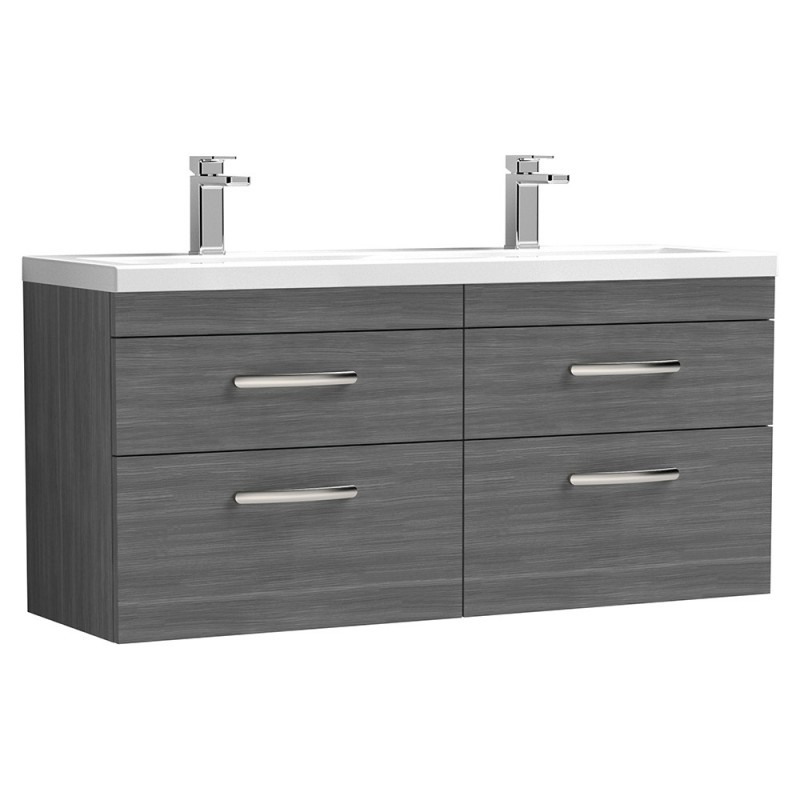 Athena 1200mm Wall Hung Four Drawer Double Basin Vanity Units