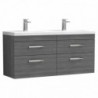 Athena 1200mm Wall Hung 4-Drawer Double Basin Vanity Units