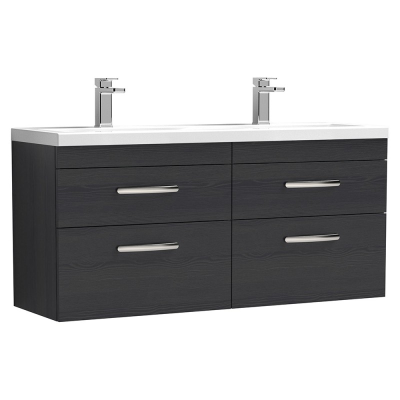 Athena 1200mm Wall Hung 4-Drawer Double Basin Vanity Units