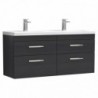 Athena 1200mm Wall Hung 4-Drawer Double Basin Vanity Units