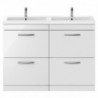 Athena 1200mm Freestanding 4-Drawer Double Basin Vanity Units