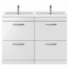 Athena 1200mm Freestanding Four Drawer Double Basin Vanity Units