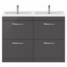 Athena 1200mm Freestanding 4-Drawer Double Basin Vanity Units