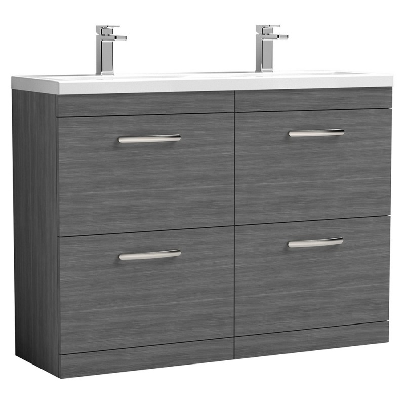 Athena 1200mm Freestanding Four Drawer Double Basin Vanity Units