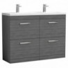 Athena 1200mm Freestanding 4-Drawer Double Basin Vanity Units