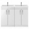 Athena 1200mm Freestanding 2-Cupboard Double Basin Vanity Units