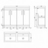 Athena 1200mm Freestanding 2-Cupboard Double Basin Vanity Units