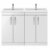 Athena 1200mm Freestanding 2-Cupboard Double Basin Vanity Units