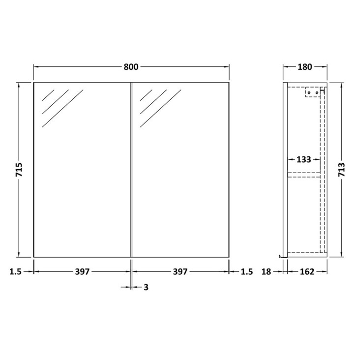 Athena 800mm Mirror Cabinets