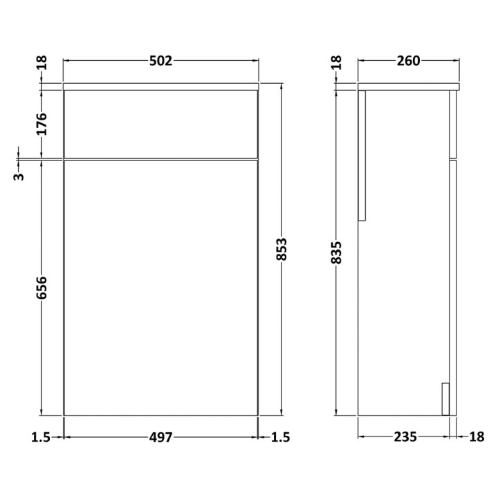 Athena 500mm Back-To-Wall WC Units