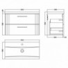 Deco 800mm Wall Hung Double Drawer Vanity Units