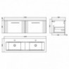 Deco 1200mm Wall Hung Double Drawer Double Basin Vanity Units