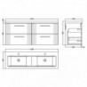 Deco 1200mm Wall Hung Four Drawer Double Basin Vanity Units