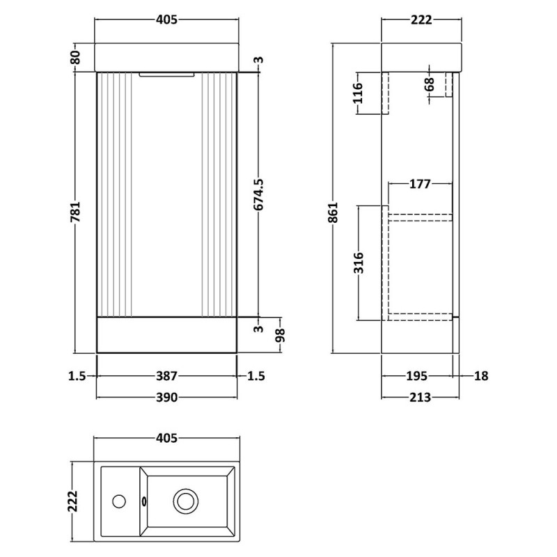 Deco 400mm Freestanding Compact Cupboard Vanity Units