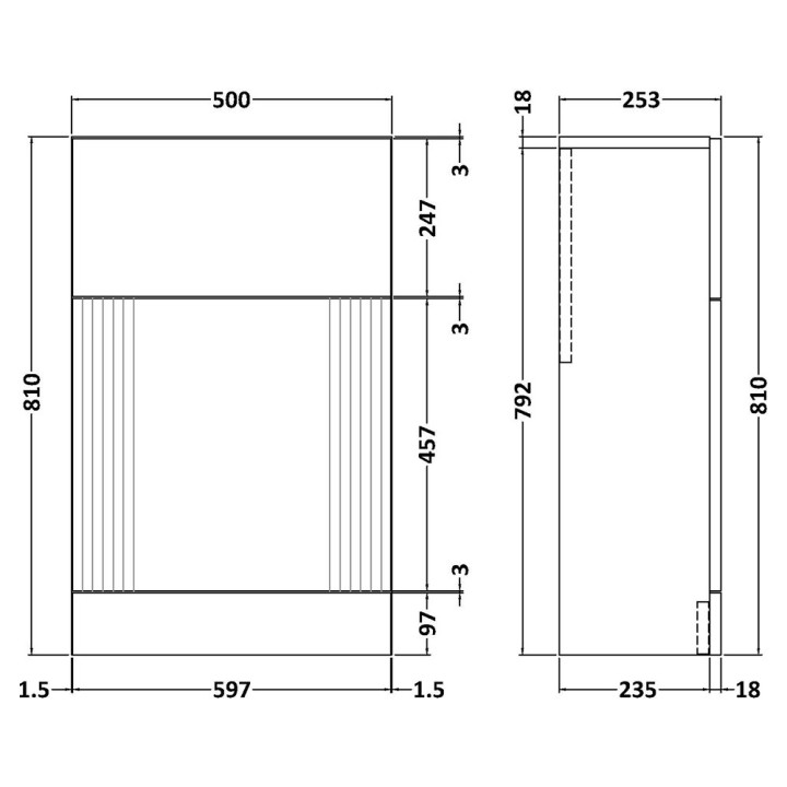 Deco 500mm Back-To-Wall WC Units