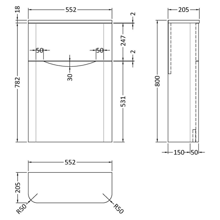 Lunar 550mm Back-To-Wall WC Units