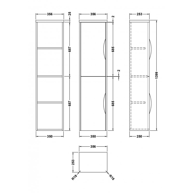 Parade 3500mm x 1200mm Bathroom Cupboard Units