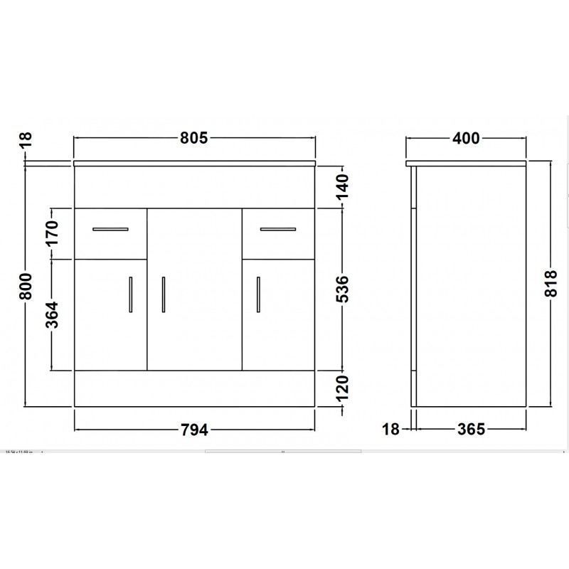 Eden 800mm Freestanding Vanity Units