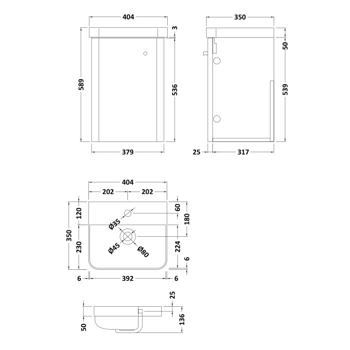 Core 400mm Wall Hung Cupboard Vanity Units