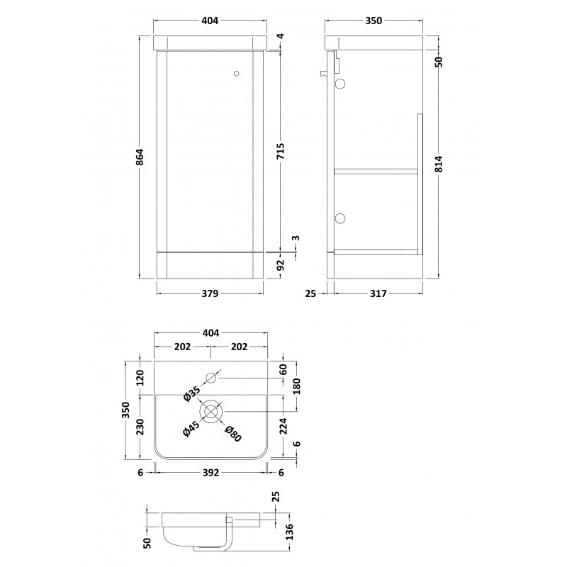 Core 400mm Freestanding Cupboard Vanity Units