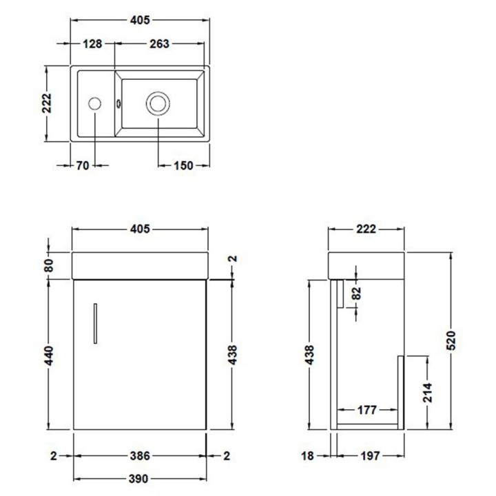 Vault 400mm Wall Hung Compact Basin Vanity Units