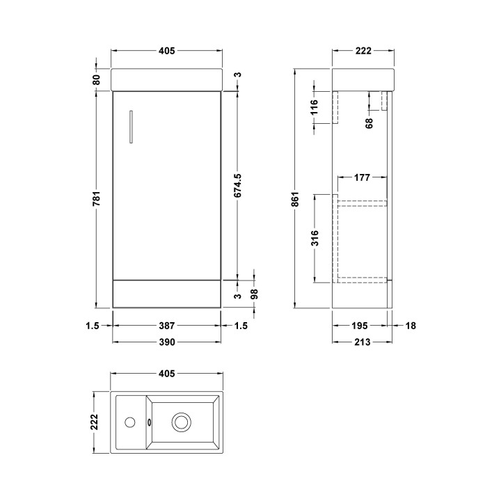 Vault 400mm Freestanding Compact Basin Vanity Units
