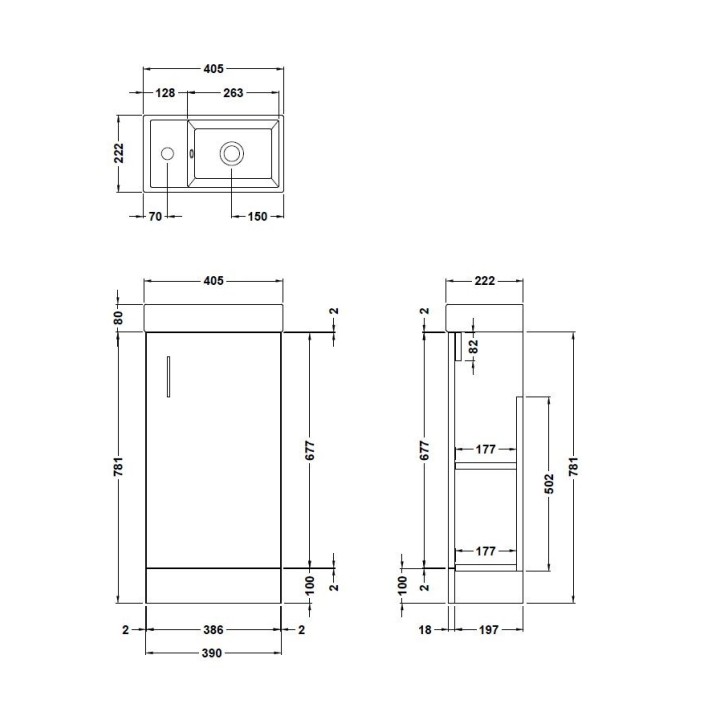 Vault 400mm Freestanding Compact Basin Vanity Units
