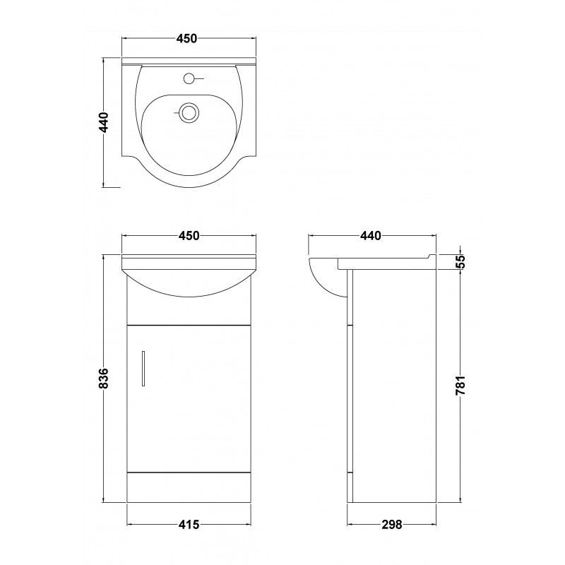 Mayford 450mm Freestanding Cupboard Vanity Units