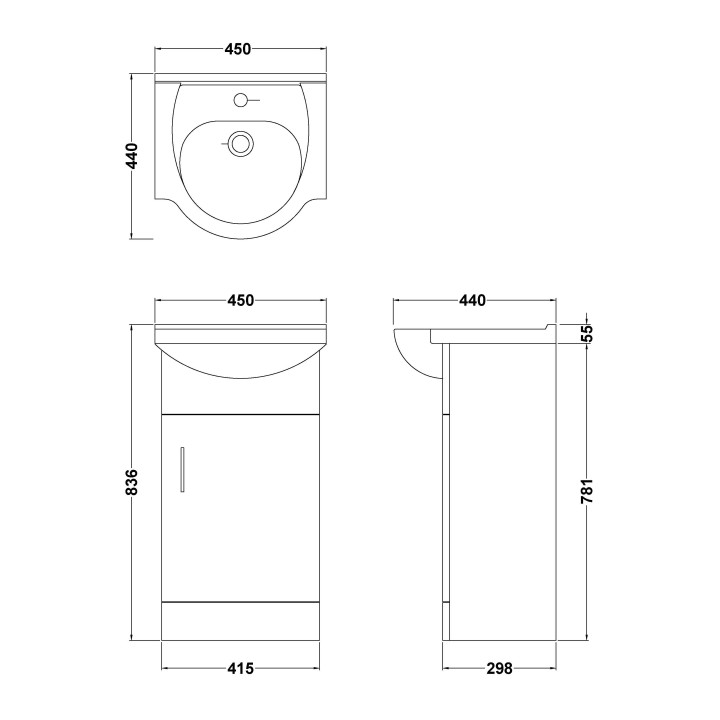 Mayford 450mm Freestanding Cupboard Vanity Units
