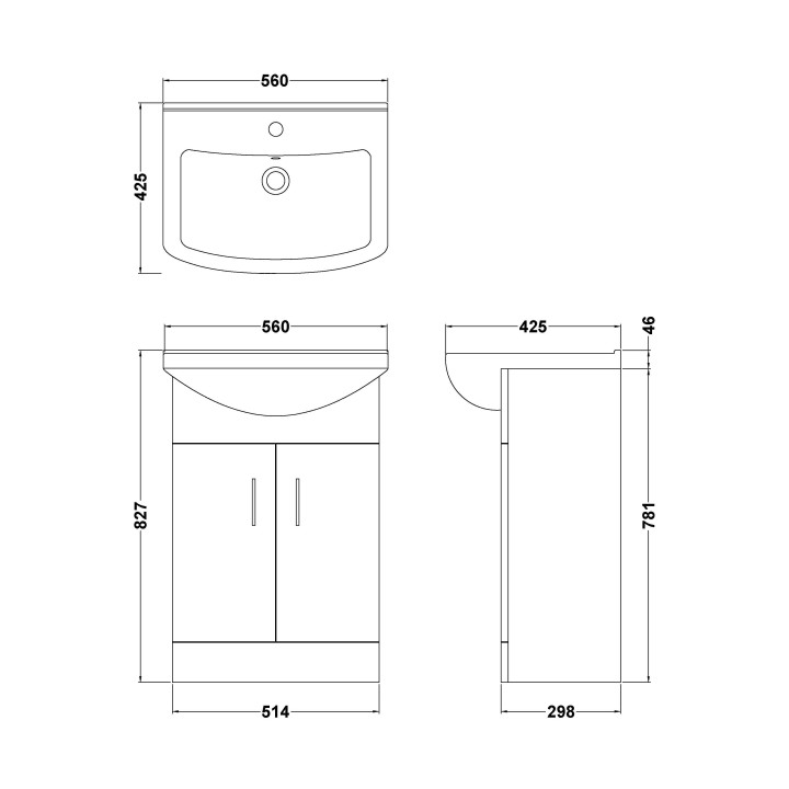 Mayford 550mm Freestanding Cupboard Vanity Units