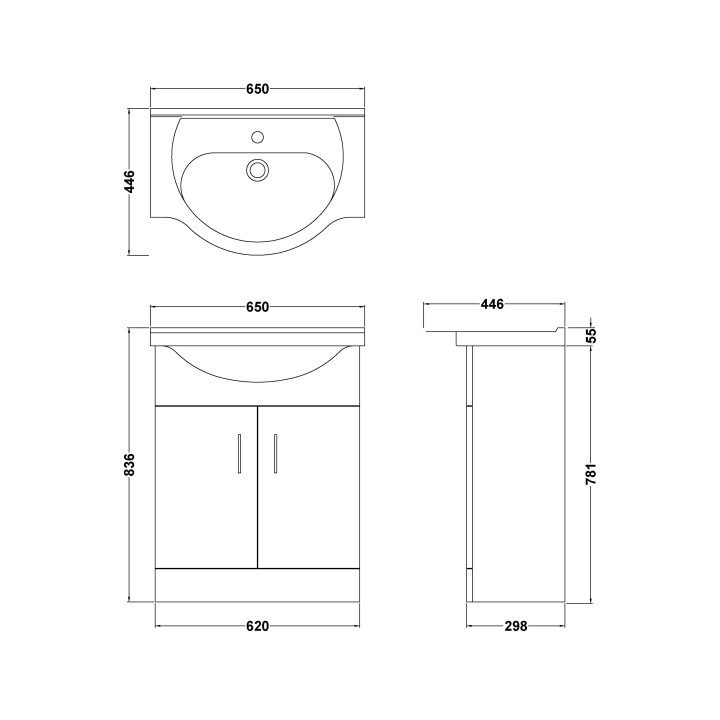 Mayford 650mm Freestanding Cupboard Vanity Units