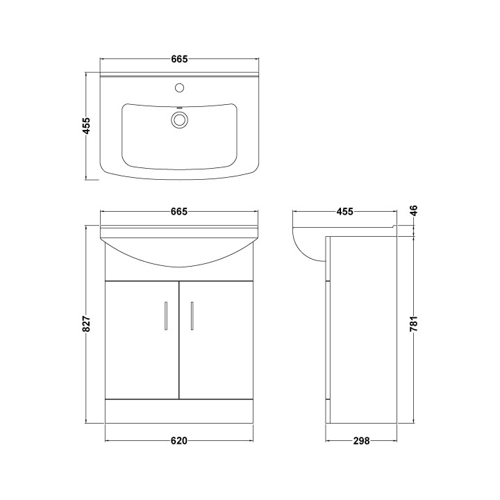 Mayford 650mm Freestanding Cupboard Vanity Units