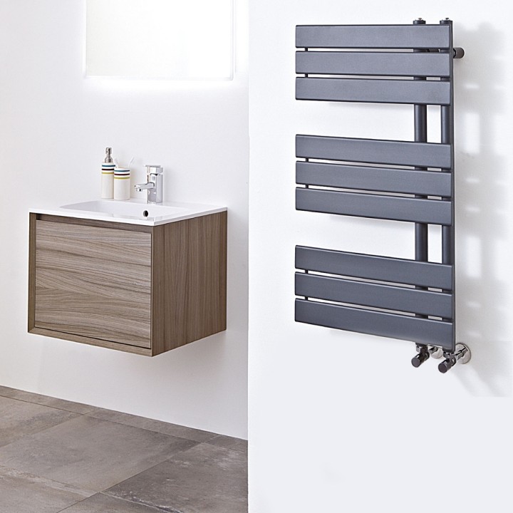 500mm (w) x 800mm (h) Apollo Anthracite Heated Towel Rail