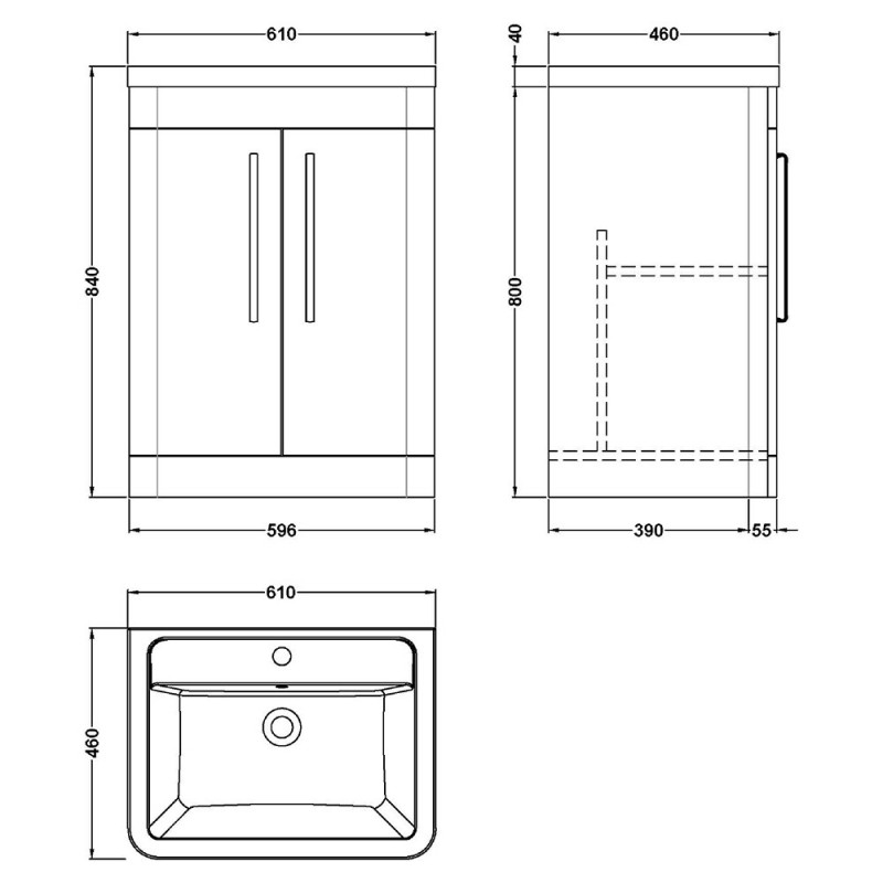 Parade 600mm Freestanding Cupboard Vanity Units