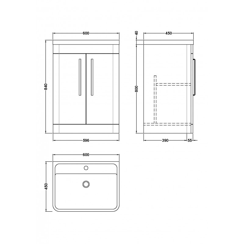 Parade 600mm Freestanding Cupboard Vanity Units