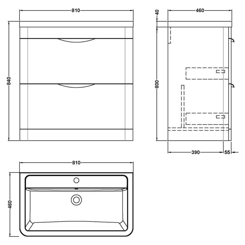 Parade 800mm Freestanding Drawer Vanity Units