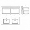 Lille 1200mm Wall Hung Double Drawer Vanity Units