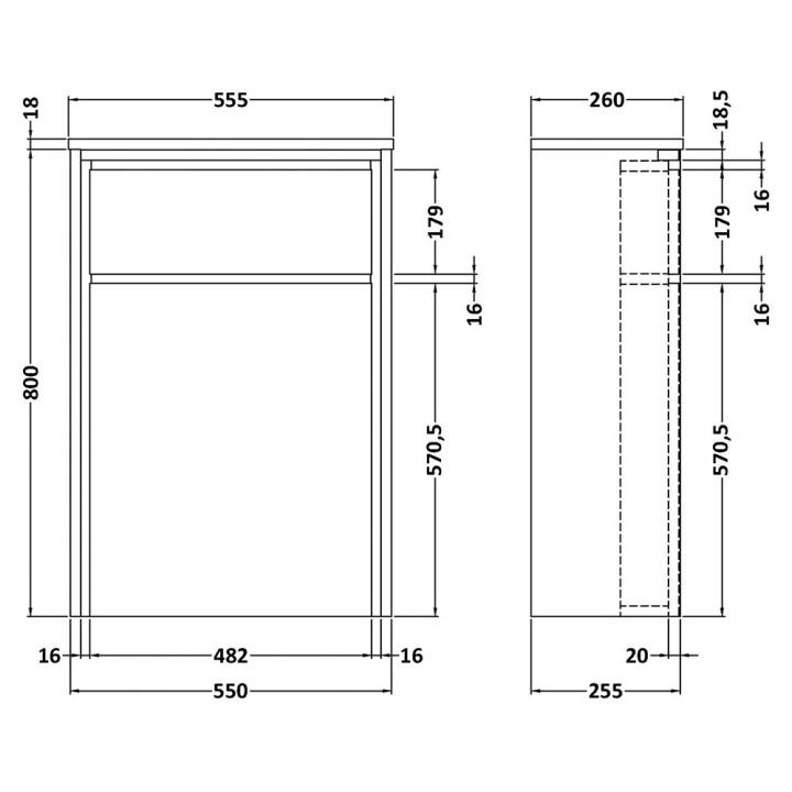 Lille 500mm Back-To-Wall WC Units